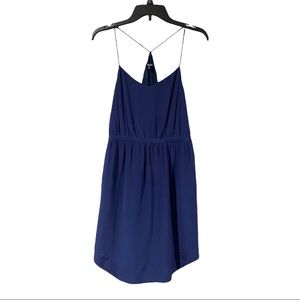 Madewell Navy Blue Silk‎ Midi Dress Size 6 Pockets